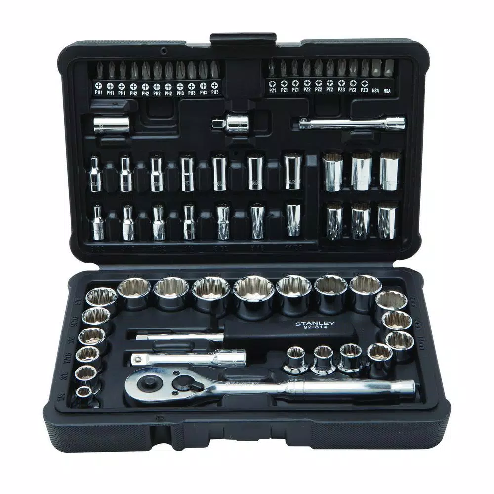Hand Tool Sets Stanley 1/4 In. & 3/8 In. Drive Full Polish Chrome SAE & Metric Mechanic Tool Set (97-Piece) W/ Bonus Mechanic Tool Set (68pc) 7 Hand Tool Sets Stanley 1/4 In. & 3/8 In. Drive Full Polish Chrome SAE & Metric Mechanic Tool Set (97-Piece) W/ Bonus Mechanic Tool Set (68pc) - Image 5