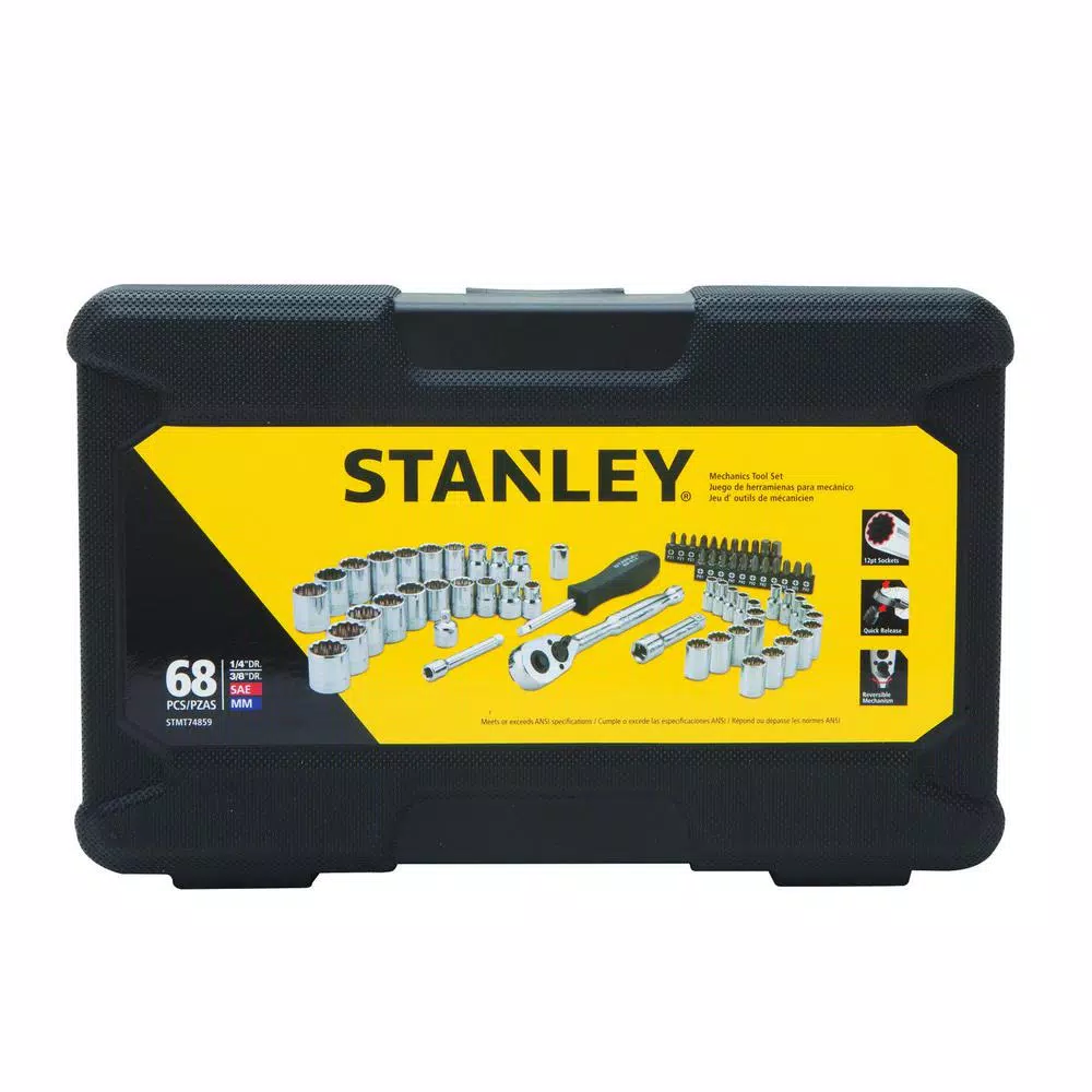 Hand Tool Sets Stanley 1/4 In. & 3/8 In. Drive Full Polish Chrome SAE & Metric Mechanic Tool Set (97-Piece) W/ Bonus Mechanic Tool Set (68pc) 9 Hand Tool Sets Stanley 1/4 In. & 3/8 In. Drive Full Polish Chrome SAE & Metric Mechanic Tool Set (97-Piece) W/ Bonus Mechanic Tool Set (68pc) - Image 7