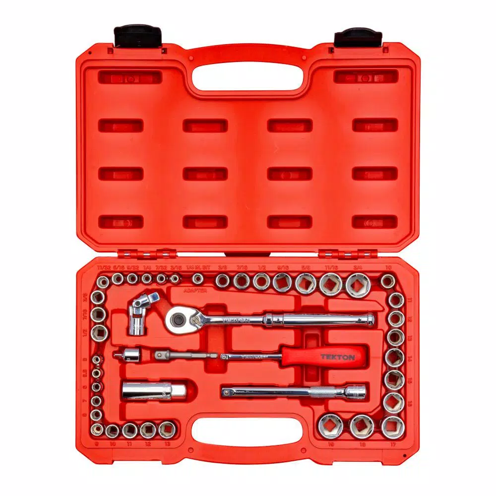 Hand Tool Sets TEKTON 3/16 In. To 3/4 In., 1/4 In. And 3/8 In. Drive 6-Point Socket And Ratchet Set (45-Piece) (5 Mm To 19 Mm) 3 Hand Tool Sets TEKTON 3/16 In. To 3/4 In., 1/4 In. And 3/8 In. Drive 6-Point Socket And Ratchet Set (45-Piece) (5 Mm To 19 Mm)