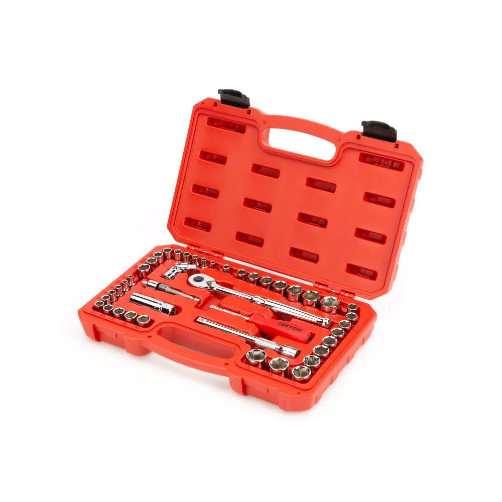 Hand Tool Sets TEKTON 3/16 In. To 3/4 In., 1/4 In. And 3/8 In. Drive 6-Point Socket And Ratchet Set (45-Piece) (5 Mm To 19 Mm) 4 Hand Tool Sets TEKTON 3/16 In. To 3/4 In., 1/4 In. And 3/8 In. Drive 6-Point Socket And Ratchet Set (45-Piece) (5 Mm To 19 Mm) - Image 2