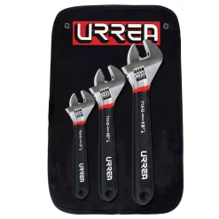 Hand Tool Sets URREA 8 In. – 10 In., 12 In. Rubber Grip Adjustable Chrome Wrench Set (3-Piece)