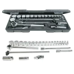 Hand Tool Sets URREA 1/2 In. Drive Blow Molded 12-Point Hand Socket & Accessories Set (25-Piece)