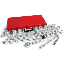 Hand Tool Sets URREA 1/2 In. Drive 12-Point Standard & Metric Hand Socket Set (44-Piece)