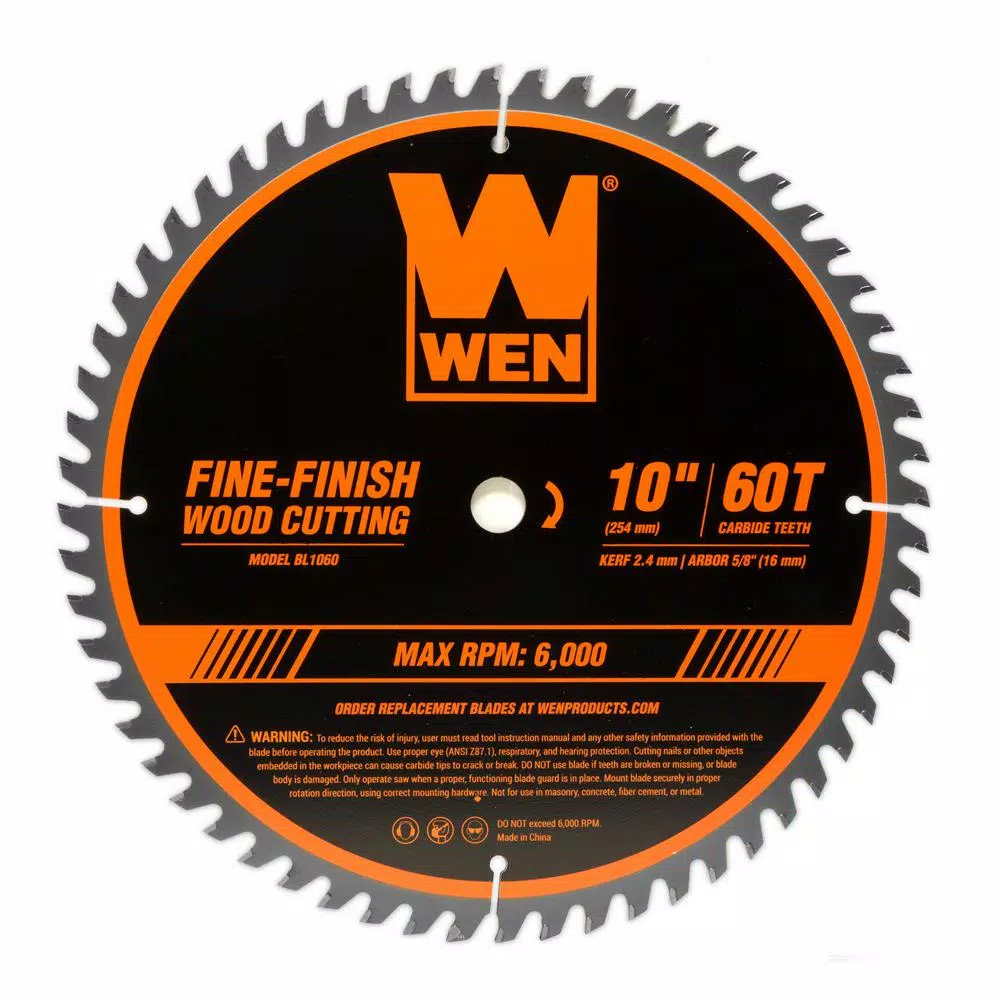 Saw Blades WEN 10 In. 60-Tooth Fine-Finish Professional Woodworking Saw Blade For Miter Saws And Table Saws 3 Saw Blades WEN 10 In. 60-Tooth Fine-Finish Professional Woodworking Saw Blade For Miter Saws And Table Saws