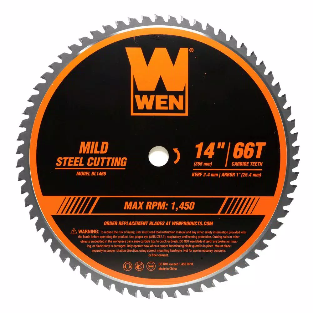 Saw Blades WEN 14 In. 66-Tooth Carbide-Tipped Professional Metal Saw Blade For Mild Steel Cutting 3 Saw Blades WEN 14 In. 66-Tooth Carbide-Tipped Professional Metal Saw Blade For Mild Steel Cutting