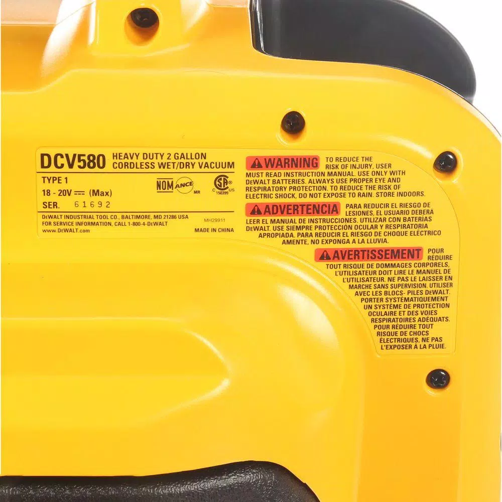 Wet & Dry Vacuums DEWALT 2 Gal. Max Cordless Wet/Dry Vacuum Without Battery And Charger 17 Wet & Dry Vacuums DEWALT 2 Gal. Max Cordless Wet/Dry Vacuum Without Battery And Charger - Image 15