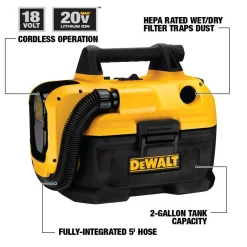 Wet & Dry Vacuums DEWALT 2 Gal. Max Cordless Wet/Dry Vacuum Without Battery And Charger 19 Wet & Dry Vacuums DEWALT 2 Gal. Max Cordless Wet/Dry Vacuum Without Battery And Charger -Deals Power Tool Accessories Store yellows golds dewalt wet dry vacuums dcv580h 40 1000