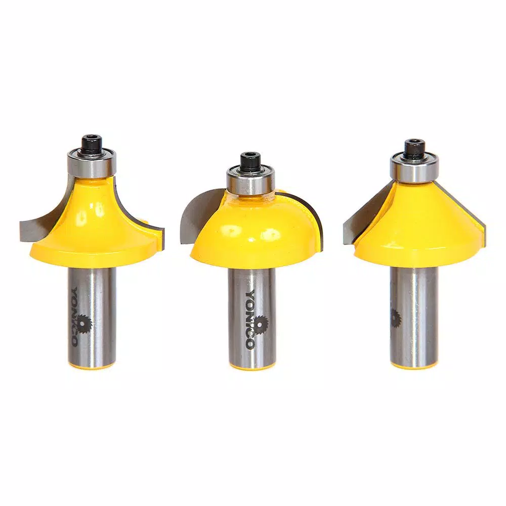 Woodworking Tool Accessories Yonico Edge Forming Large Standard Profile 1/2 In. Shank Carbide Tipped Router Bit Set (3-Piece) 3 Woodworking Tool Accessories Yonico Edge Forming Large Standard Profile 1/2 In. Shank Carbide Tipped Router Bit Set (3-Piece)
