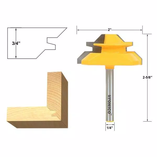 Woodworking Tool Accessories Yonico Lock Miter Up To 3/4 In. Stock Carbide Tipped Router Bit 4 Woodworking Tool Accessories Yonico Lock Miter Up To 3/4 In. Stock Carbide Tipped Router Bit - Image 2