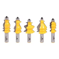 Woodworking Tool Accessories Yonico 1/2 In. Shank Carbide Tipped Architectural Molding Router Bit Set (5-Piece)