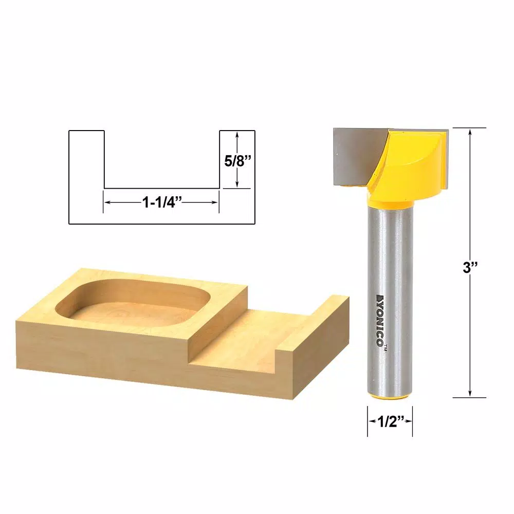 Woodworking Tool Accessories Yonico Bottom Cleaning 1-1/4 In. Dia 1/2 In. Shank Carbide Tipped Router Bit 4 Woodworking Tool Accessories Yonico Bottom Cleaning 1-1/4 In. Dia 1/2 In. Shank Carbide Tipped Router Bit - Image 2
